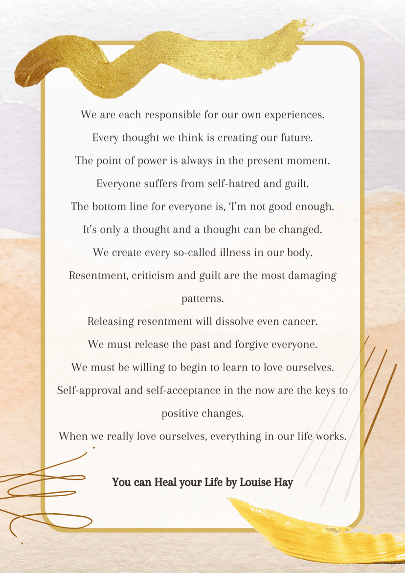 Key teachings from You Can Heal Your Life by Louise Hay